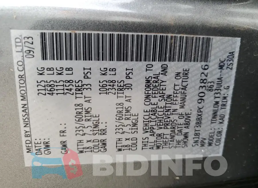 5N1BT3BBXPC903826 Photo# 14
