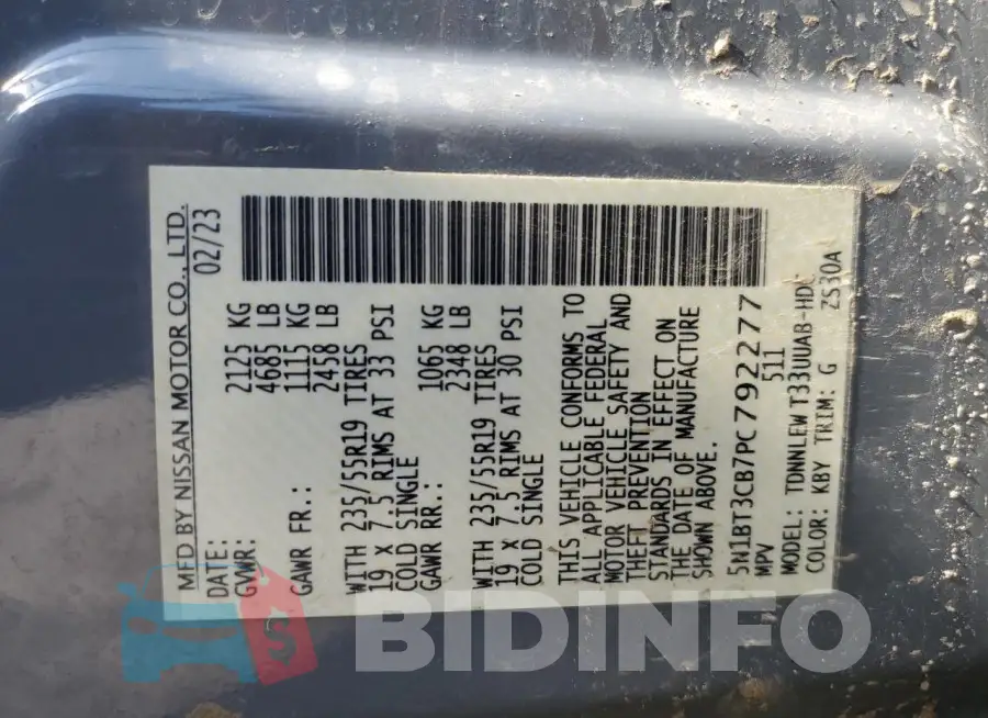 5N1BT3CB7PC792277 Photo# 14