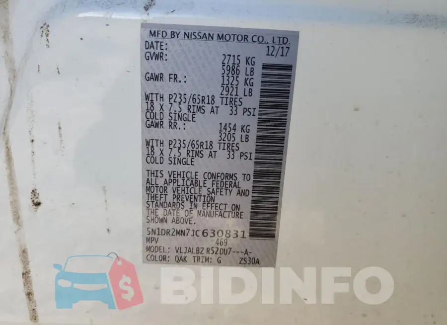 5N1DR2MN7JC630831 Photo# 13