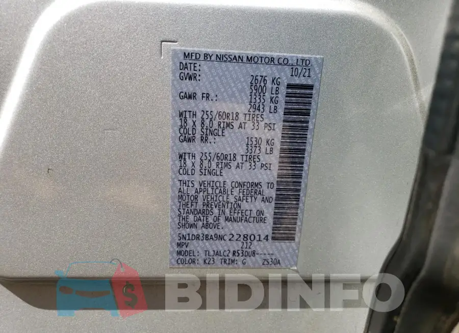 5N1DR3BA9NC228014 Photo# 13