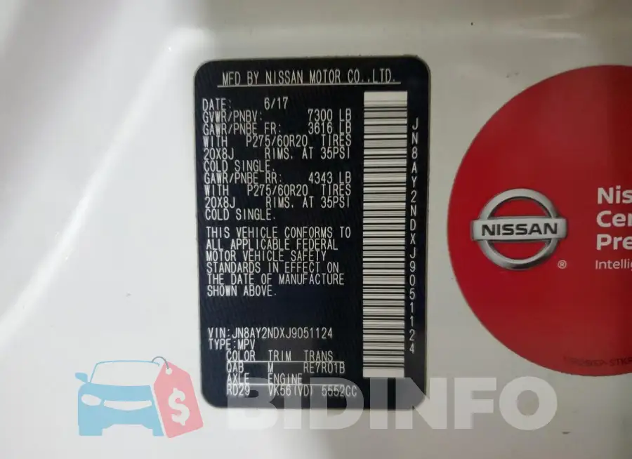 JN8AY2NDXJ9051124 Photo# 13