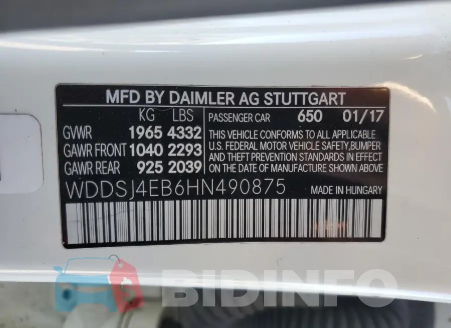 WDDSJ4EB6HN490875 Photo# 13