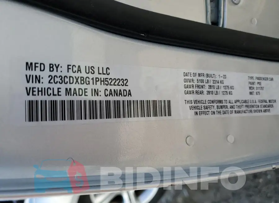 2C3CDXBG1PH522232 Photo# 13