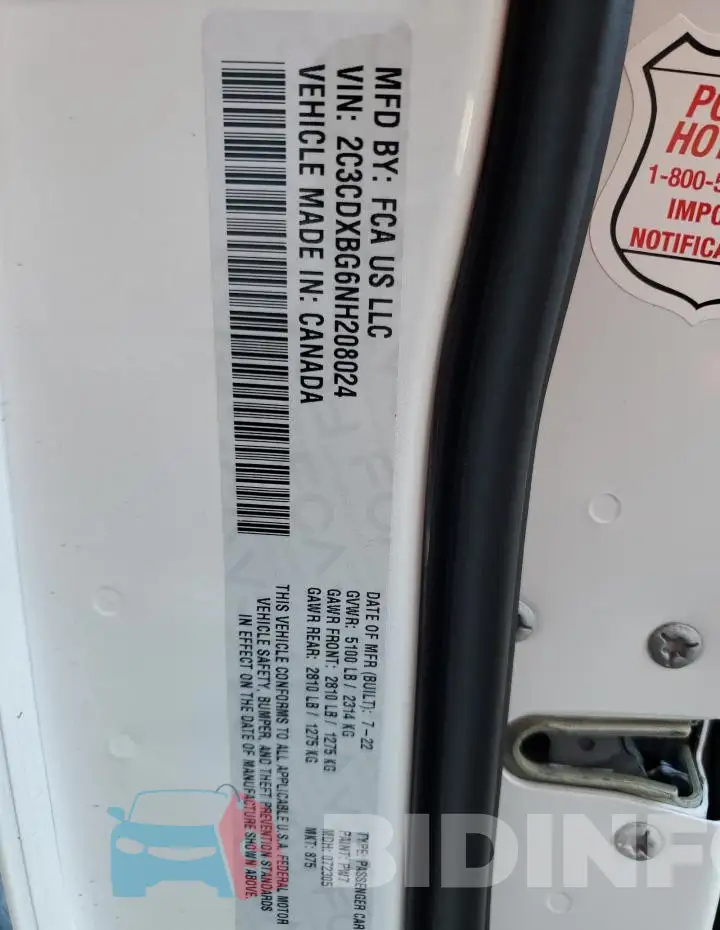 2C3CDXBG6NH208024 Photo# 13