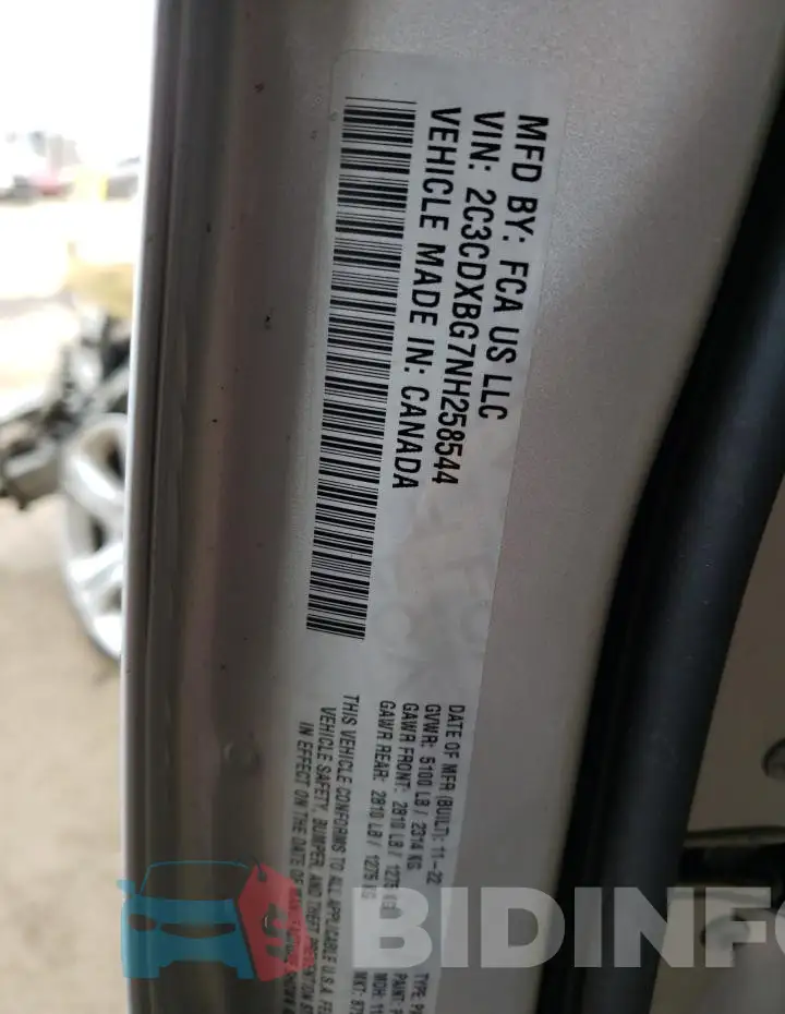 2C3CDXBG7NH258544 Photo# 13