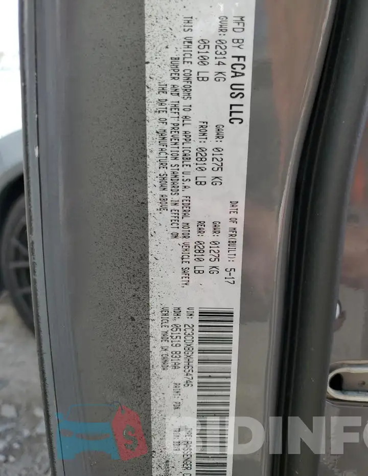2C3CDXBGXHH654746 Photo# 12