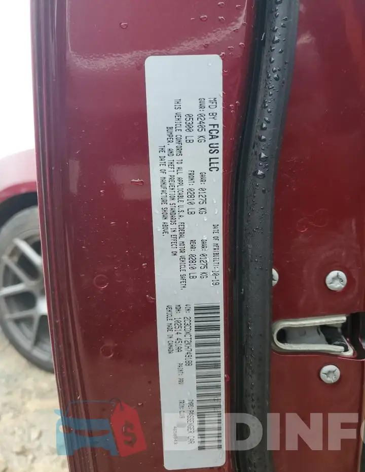 2C3CDXCT2KH749188 Photo# 12