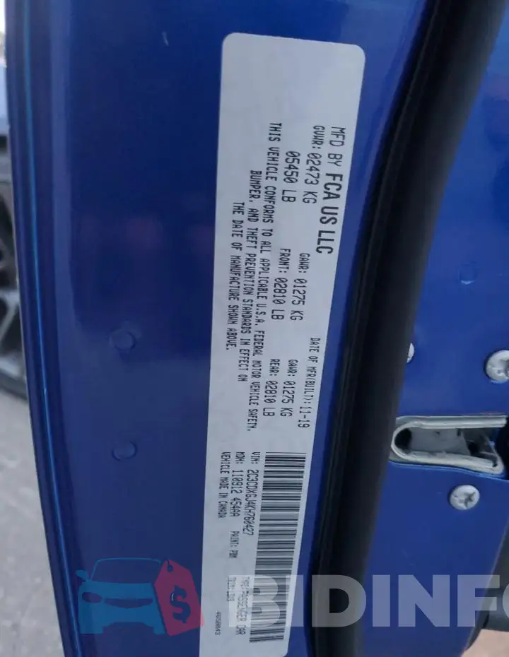 2C3CDXGJ4KH760427 Photo# 12