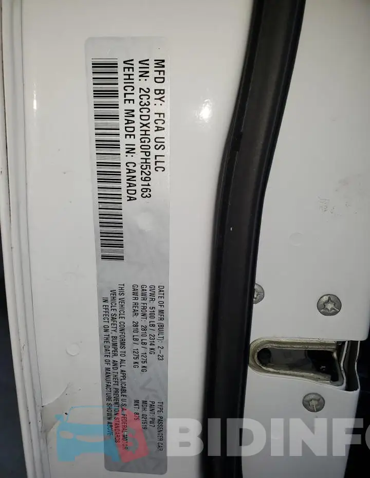 2C3CDXHG0PH529163 Photo# 13