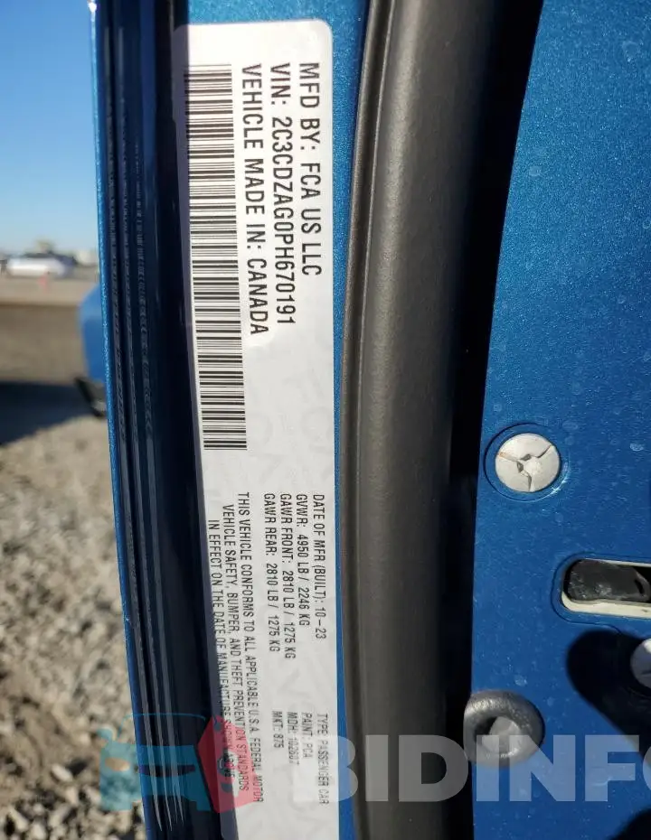 2C3CDZAG0PH670191 Photo# 13