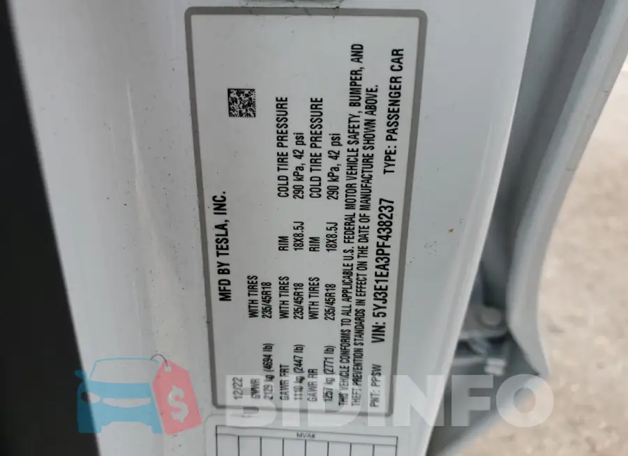 5YJ3E1EA3PF438237 Photo# 12