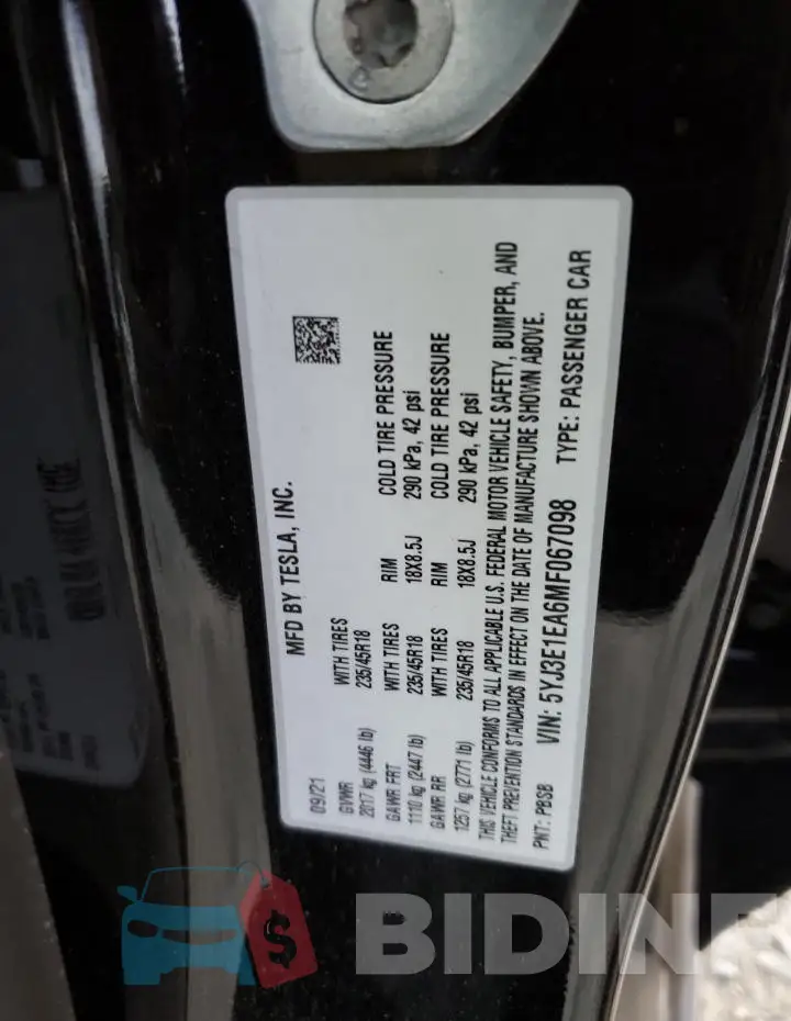 5YJ3E1EA6MF067098 Photo# 13
