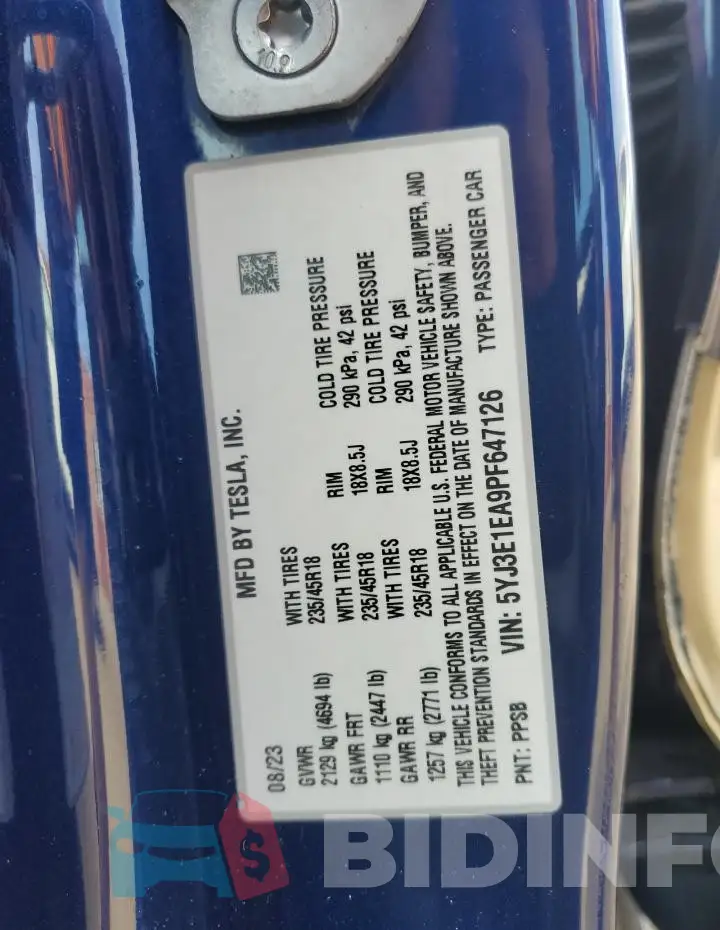 5YJ3E1EA9PF647126 Photo# 12