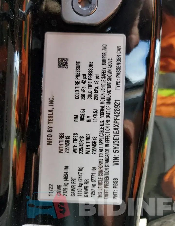 5YJ3E1EAXPF428921 Photo# 12