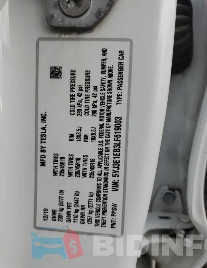 5YJ3E1EB3LF619003 Photo# 13