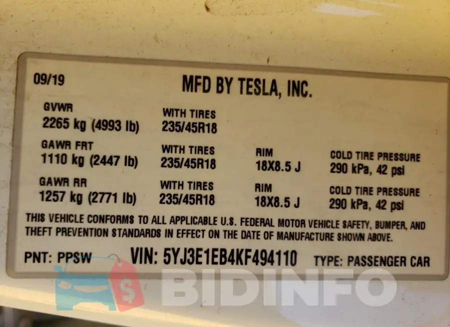 5YJ3E1EB4KF494110 Photo# 12