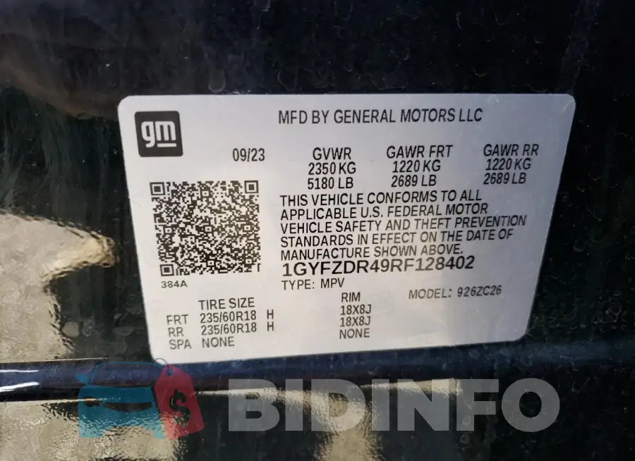 1GYFZDR49RF128402 Photo# 14