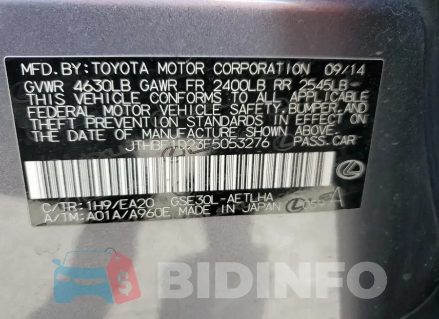 JTHBF1D23F5053276 Photo# 12