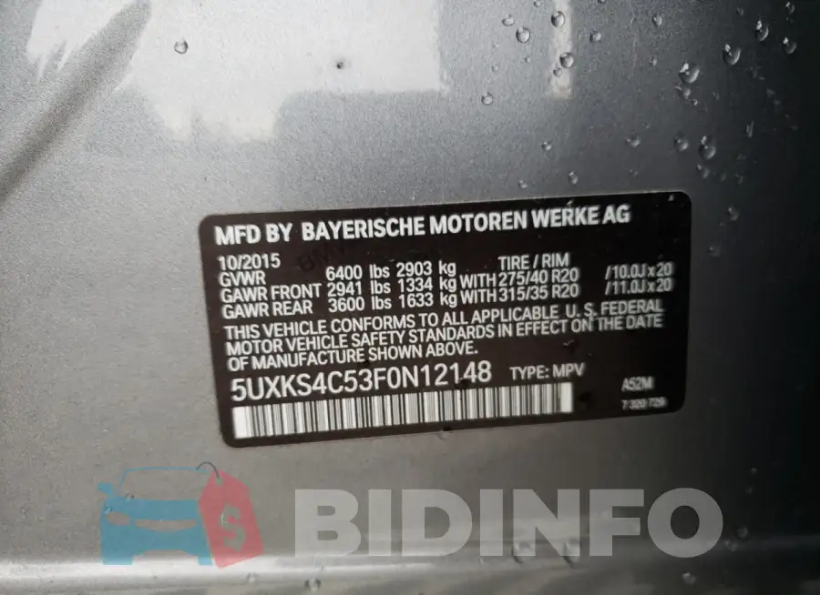 5UXKS4C53F0N12148 Photo# 12
