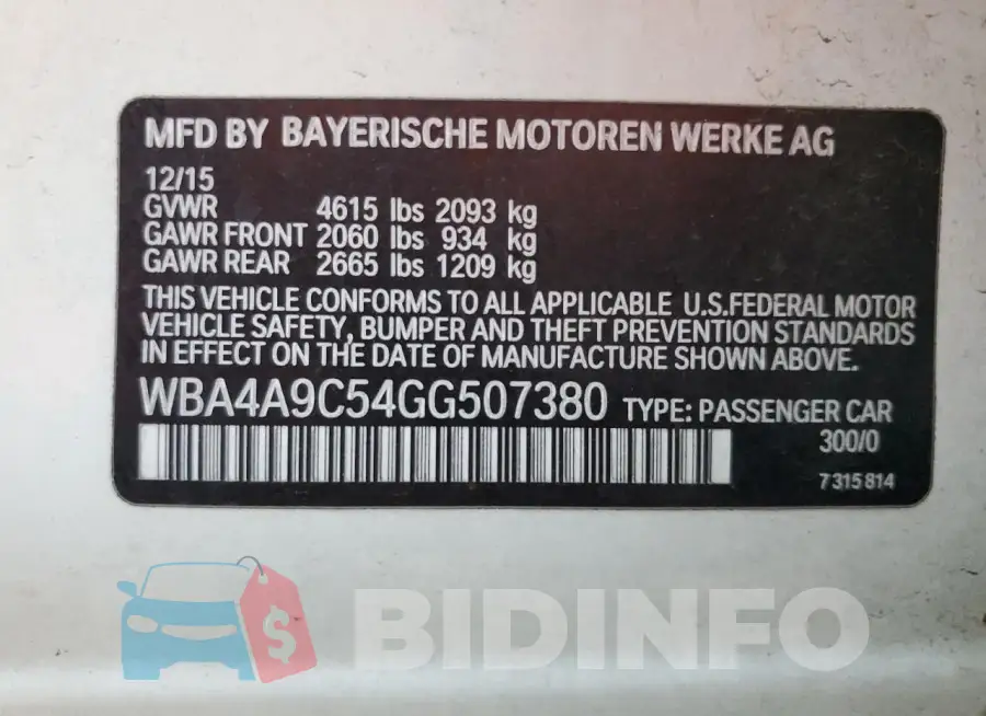 WBA4A9C54GG507380 Photo# 12