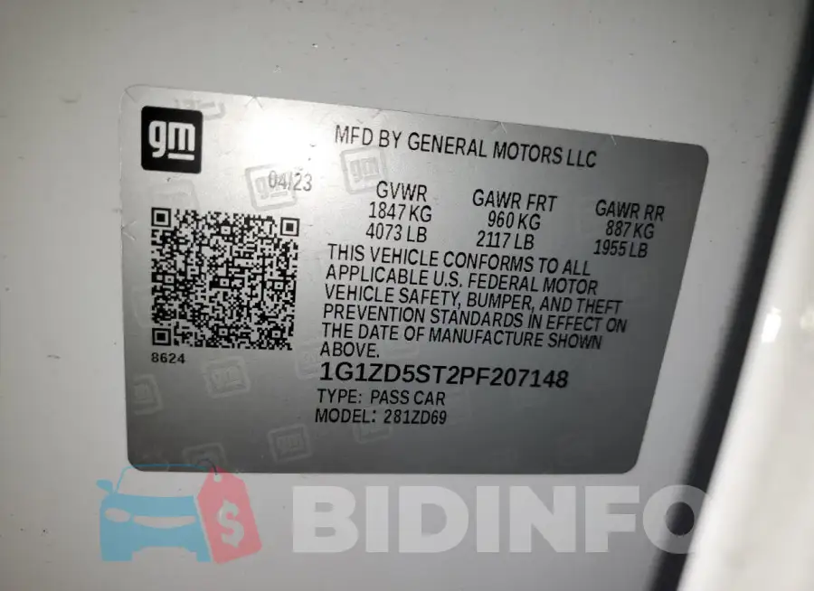 1G1ZD5ST2PF207148 Photo# 13