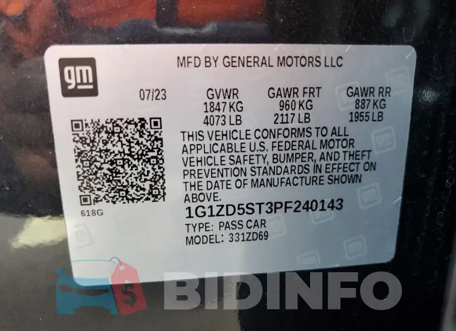 1G1ZD5ST3PF240143 Photo# 13