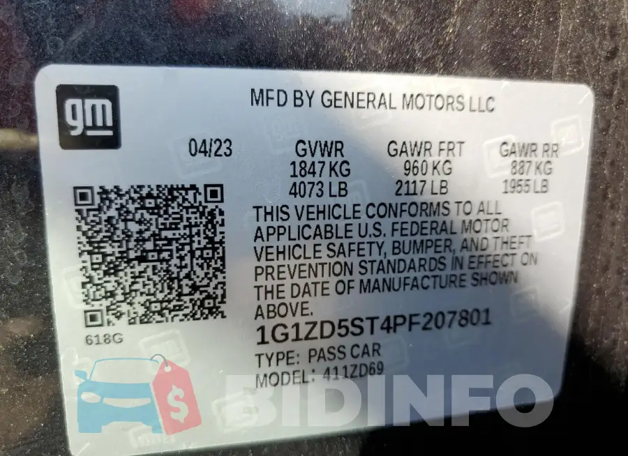 1G1ZD5ST4PF207801 Photo# 13