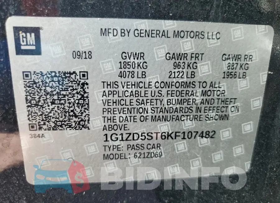 1G1ZD5ST6KF107482 Photo# 12