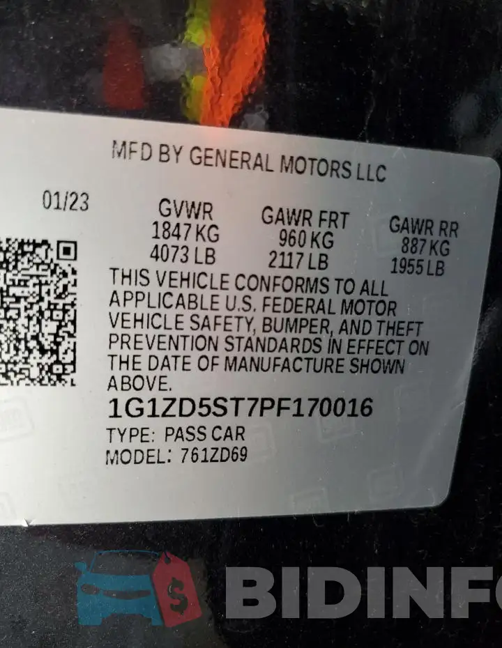 1G1ZD5ST7PF170016 Photo# 13