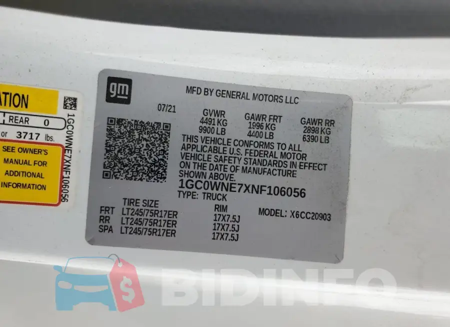 1GC0WNE7XNF106056 Photo# 12