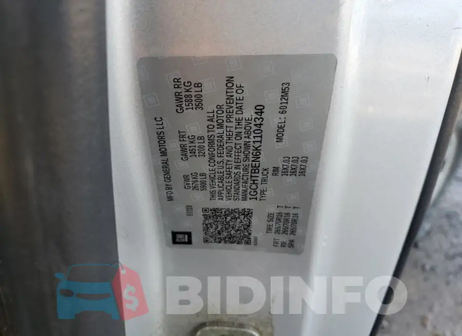 1GCHTBEN6K1104340 Photo# 12
