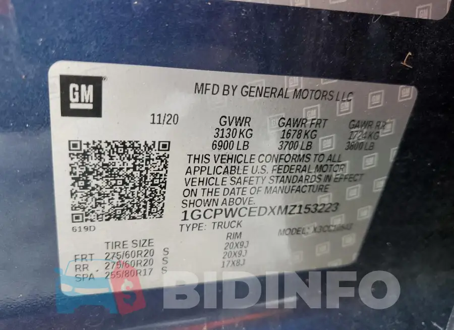 1GCPWCEDXMZ153223 Photo# 13