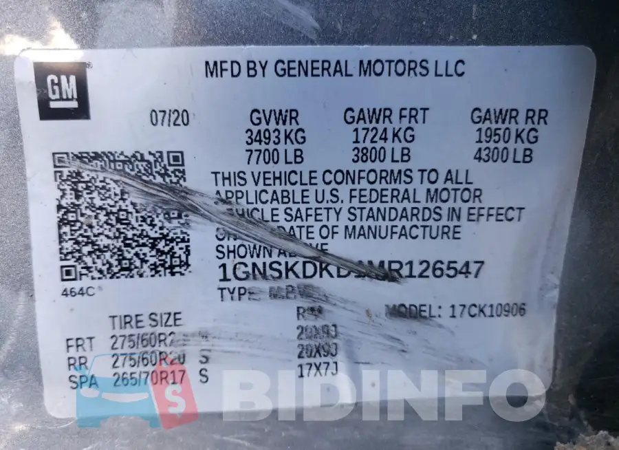 1GNSKDKD1MR126547 Photo# 13