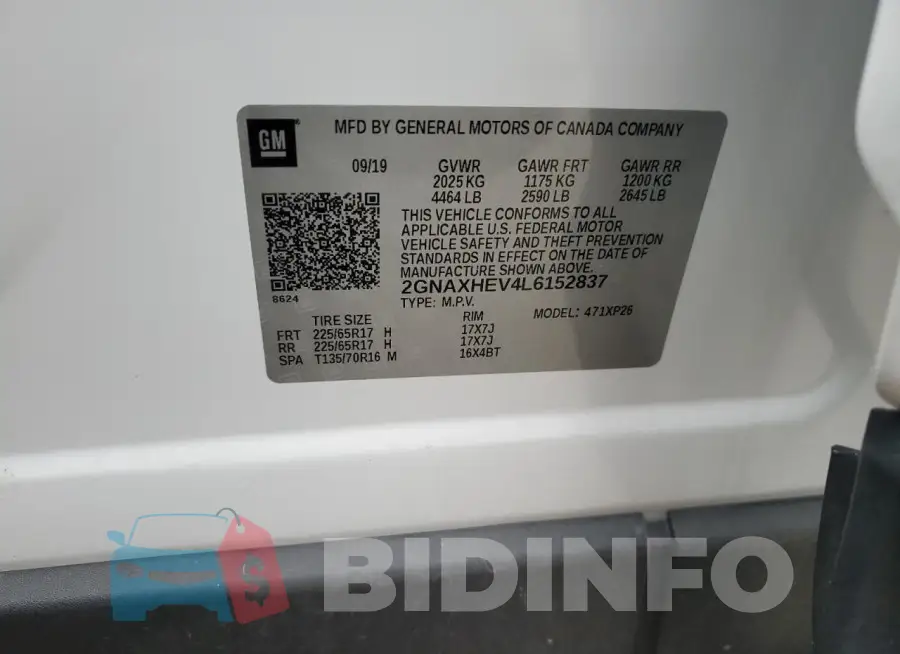 2GNAXHEV4L6152837 Photo# 12
