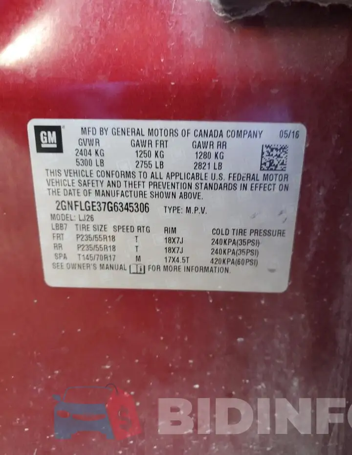 2GNFLGE37G6345306 Photo# 13
