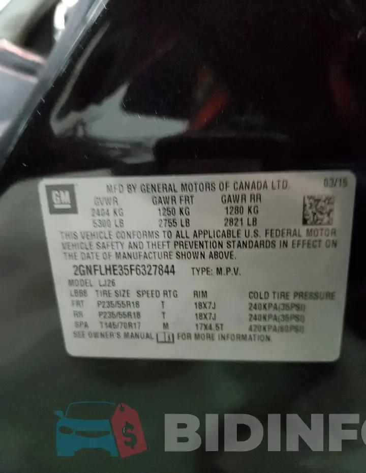 2GNFLHE35F6327844 Photo# 14