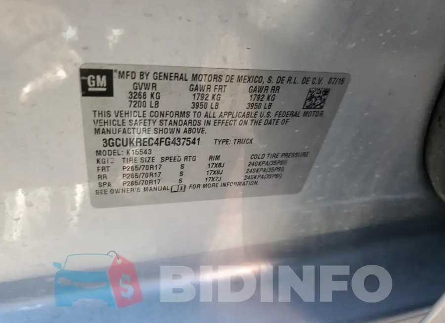 3GCUKREC4FG437541 Photo# 12