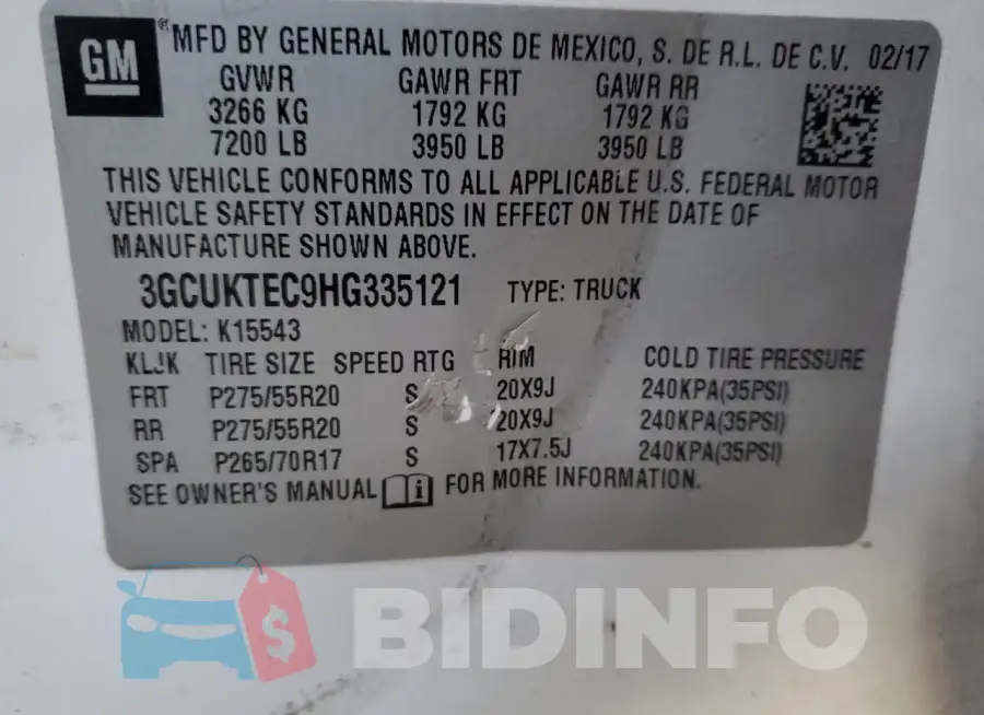 3GCUKTEC9HG335121 Photo# 12
