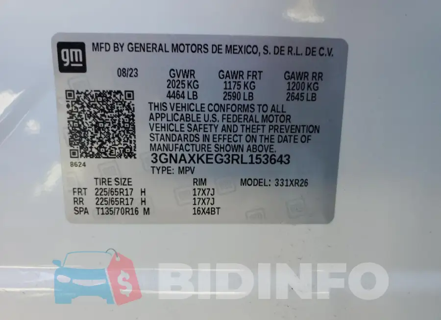 3GNAXKEG3RL153643 Photo# 14