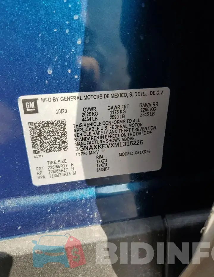 3GNAXKEVXML315226 Photo# 13