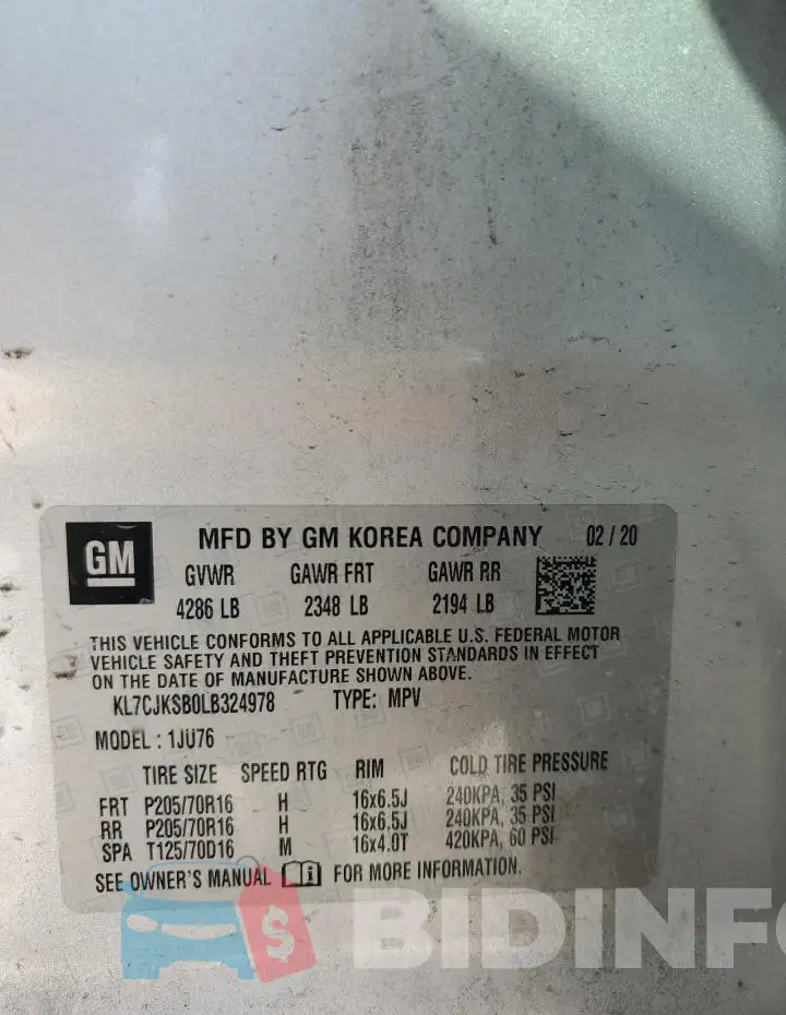 KL7CJKSB0LB324978 Photo# 14