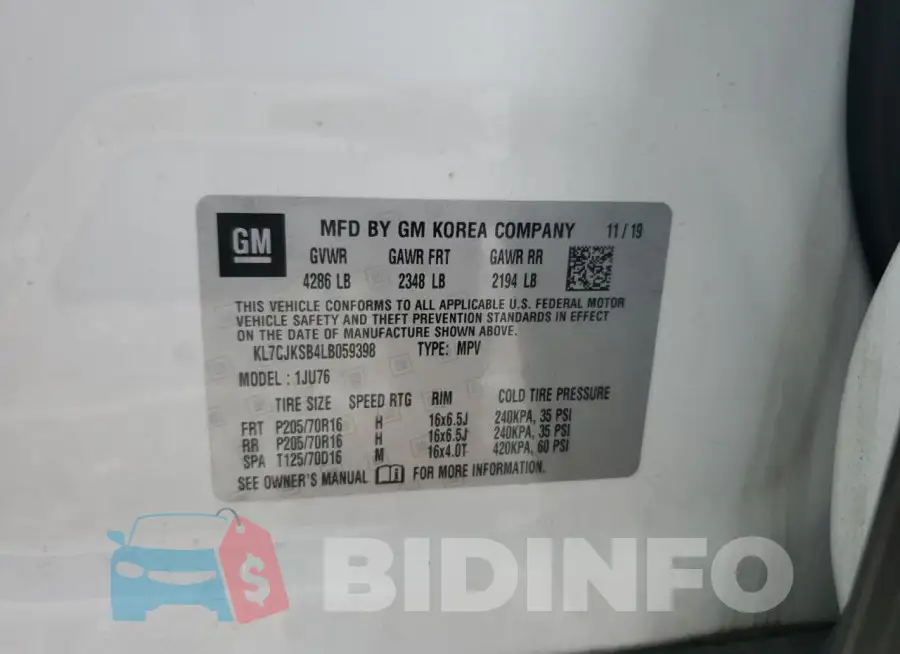 KL7CJKSB4LB059398 Photo# 12