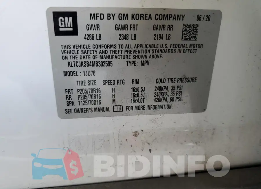 KL7CJKSB4MB302595 Photo# 13