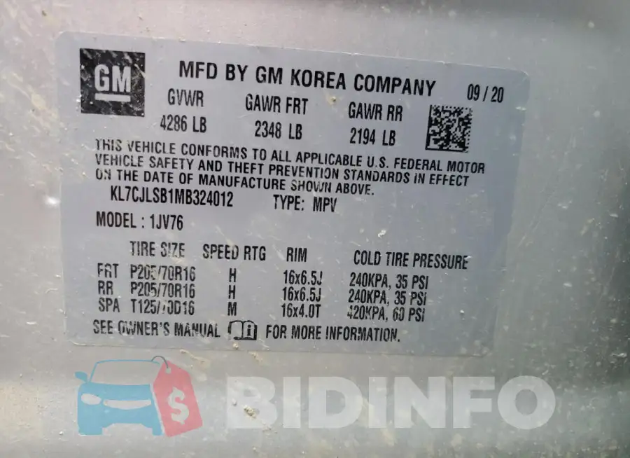 KL7CJLSB1MB324012 Photo# 13