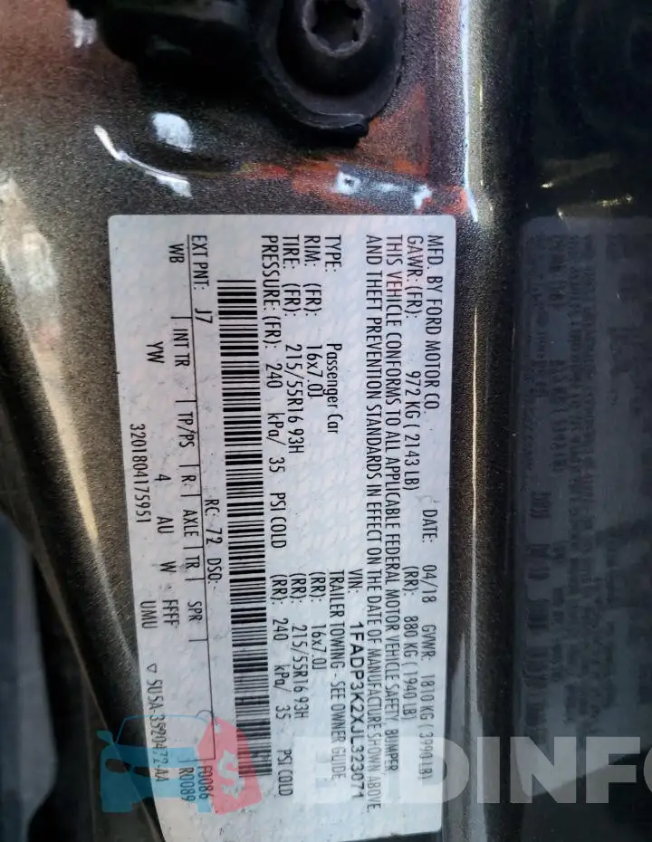 1FADP3K2XJL323071 Photo# 12