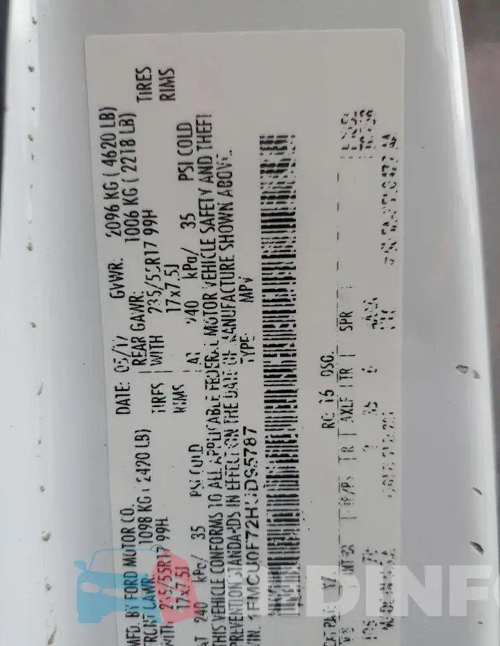1FMCU0F72HUD95787 Photo# 12