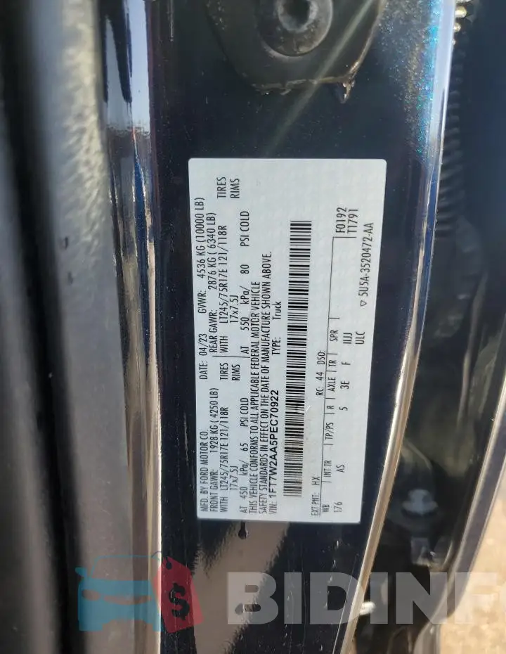 1FT7W2AA5PEC70922 Photo# 12