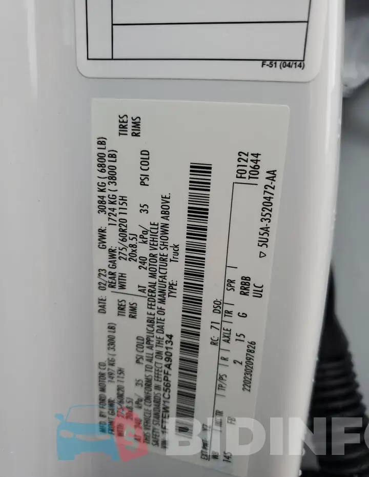 1FTEW1C56PFA90134 Photo# 13