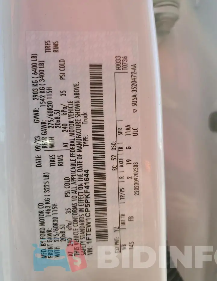 1FTEW1CP5PKF41644 Photo# 12