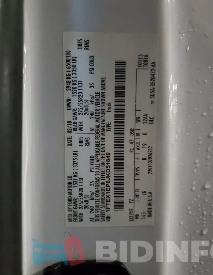 1FTEX1EP6JKD51840 Photo# 12